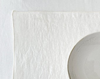 Off White Table Linen Placemats, Flax Table Mat set of 2, 4, 6, 8 pcs, Sustainable Table Decor, Housewarming Gift, European Flax Table Linen