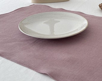 Dusty Pink Table Placemats, Linen Table Mat set of 2, 4, 6, 8 pcs, Sustainable Table Decor, Housewarming Gift, European Flax Table Linen
