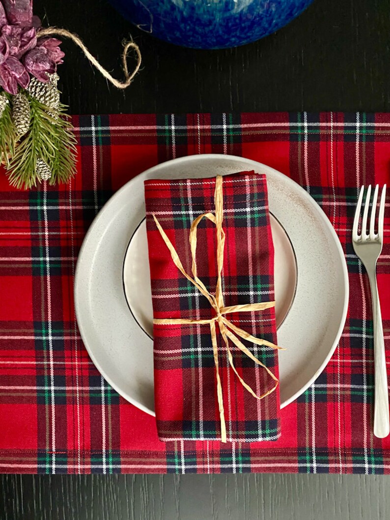 Tartan Plaid Christmas Table Placemats set of 4 6 8 10 pcs Etsy