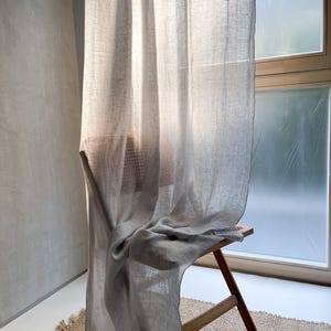 Linen Muslin Curtain for Bedroom, Washed Linen Drapery, Custom size,  Drapes - 1 pcs