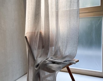 Cortina de muselina de lino para dormitorio, cortinas de lino lavado, tamaño personalizado, cortinas - 1 pieza