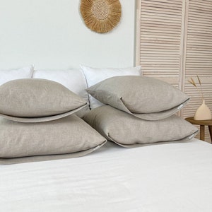 Beige Linen Bedding Set, Linen Duvet Cover and Two Linen Pillowcases, Washed Linen Bedding, Natural Flax Bedding, Queen King sizes image 5