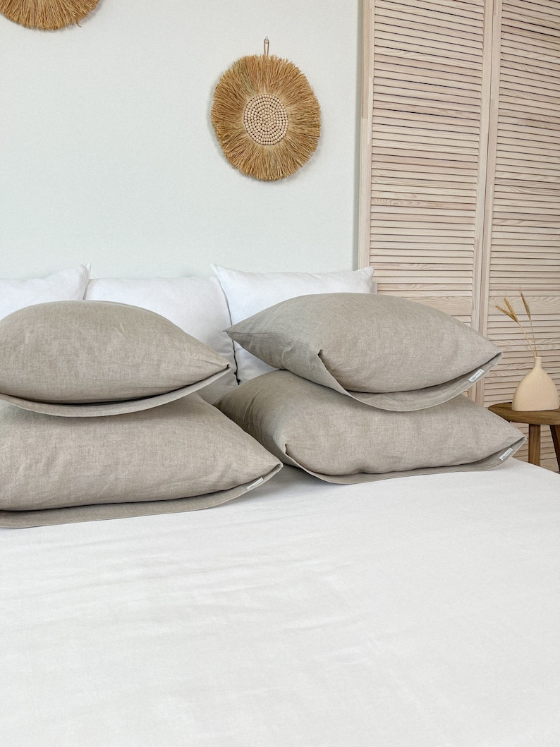 Beige Linen Bedding Set, Linen Duvet Cover and Two Linen Pillowcases, Washed Linen Bedding, Natural Flax Bedding, Queen King sizes image 5