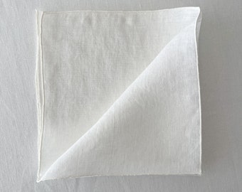Soft Linen Table Napkins with Stitch Edges, Off White Cloth Napkins set in 2, 4, 6, 8, Flax Table Linen, Sustainable Dining Serving Decor