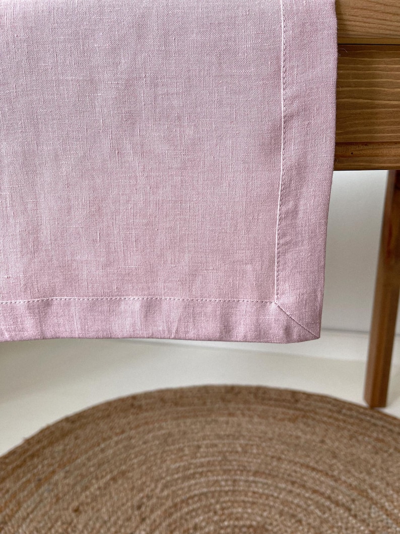 Light Pink Table Linen Runner, Nordic Table Runner, Summer Table Runner, Dusty Rose Table Runner image 5