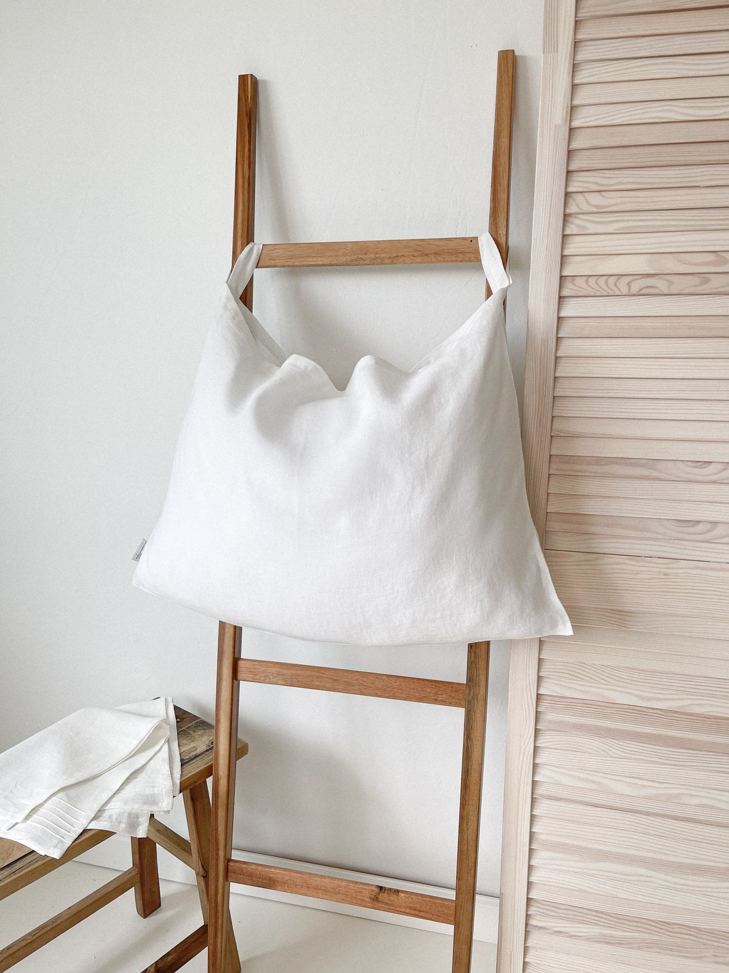 White linen laundry basket deals