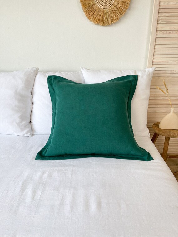 Dark Green Square Pillow Sham Linen Bedding Linen Sham Sham Pillow Case Euro Sham Etsy Canada