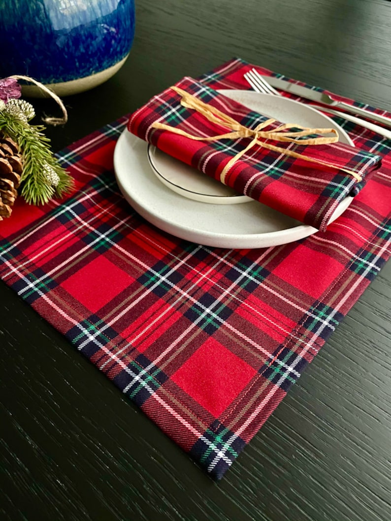 Tartan Plaid Christmas Table Placemats set of 4 6 8 10 pcs Etsy