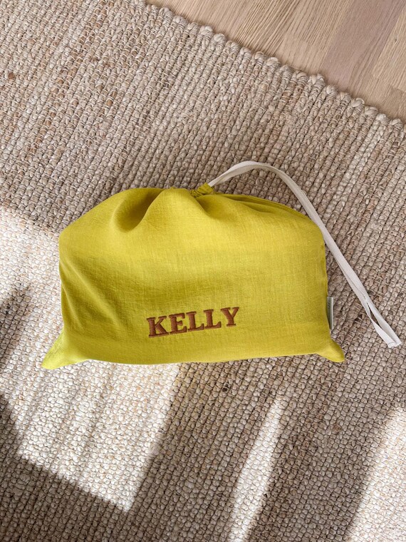 Personalized Yellow Linen Shoe Bag Summer Drawstring Shoe Bag Lightweight Shoe Bag Flax Bag Storage Chartreuse Linen Bag Etsy Canada