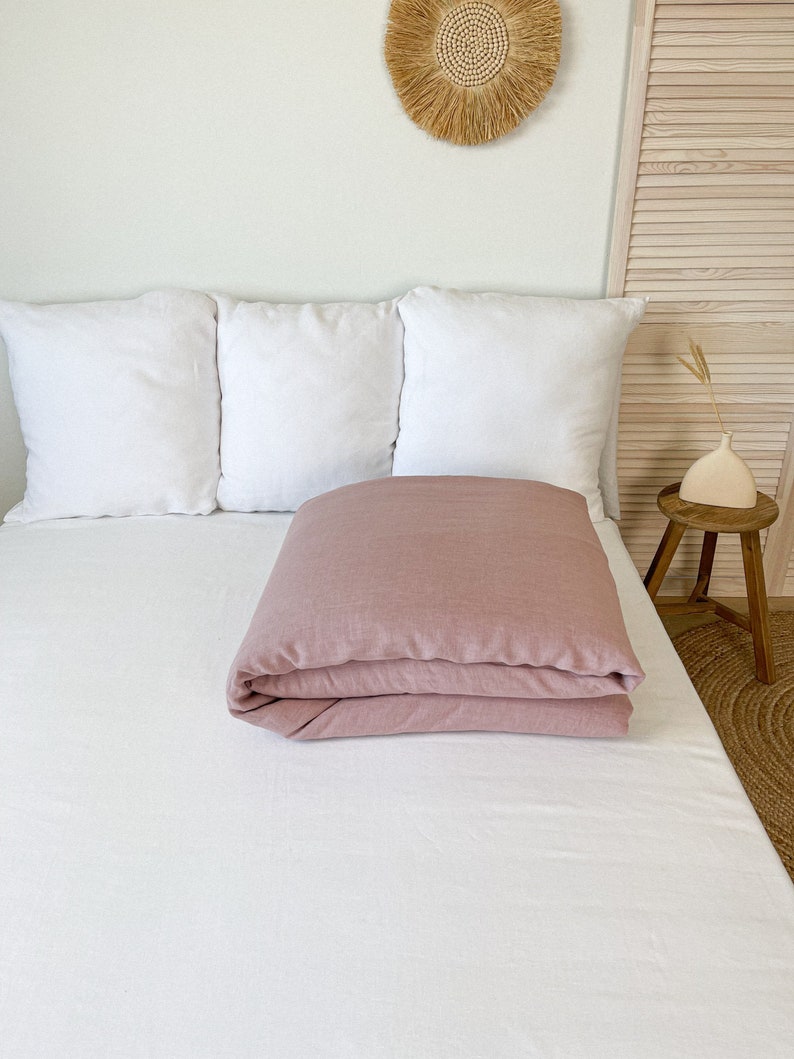 Washed Linen Duvet Cover in Dusty Pink Etsy