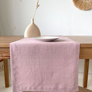 Light Pink Table Linen Runner, Nordic Table Runner, Summer Table Runner, Dusty Rose Table Runner image 4