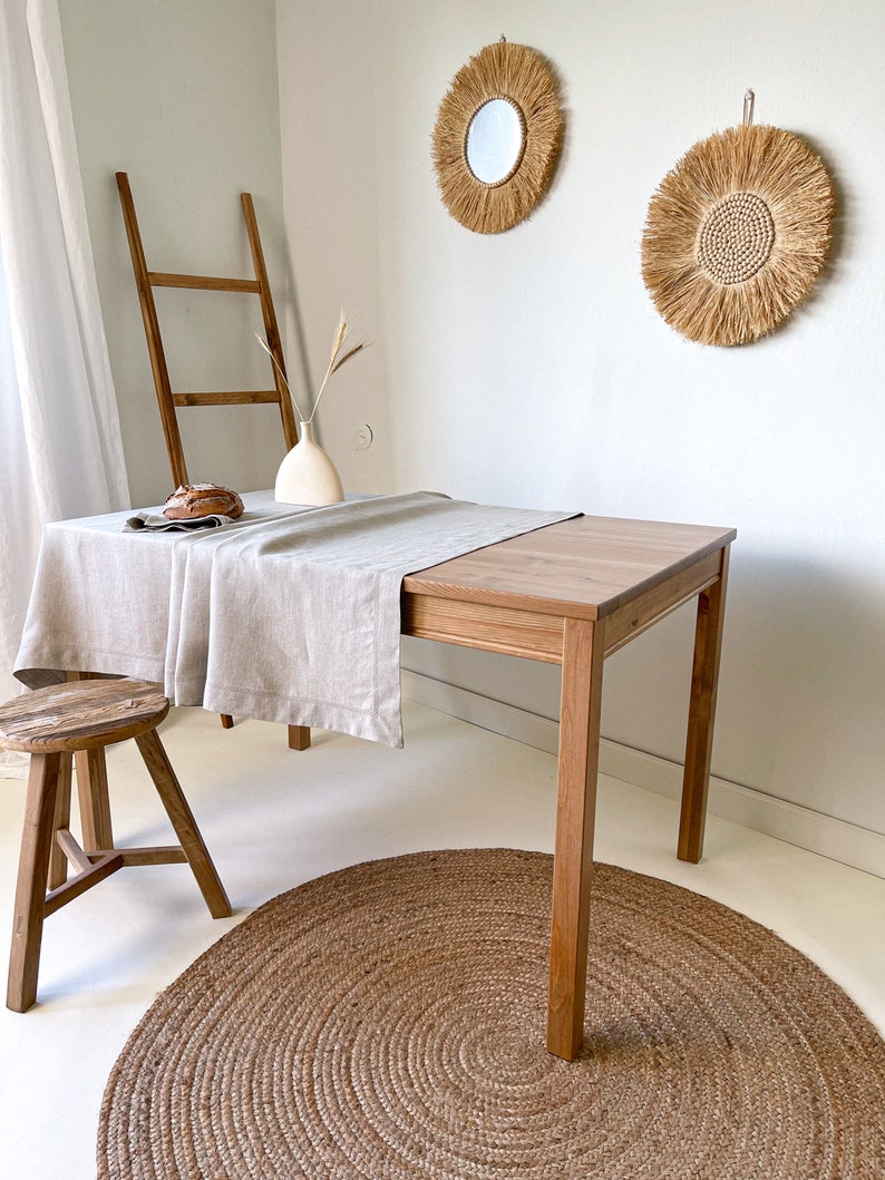 Beige Linen Tablecloth with Hemstitch, Natural Flax Table Decor, Rectangular, Square in Various Sizes image 6