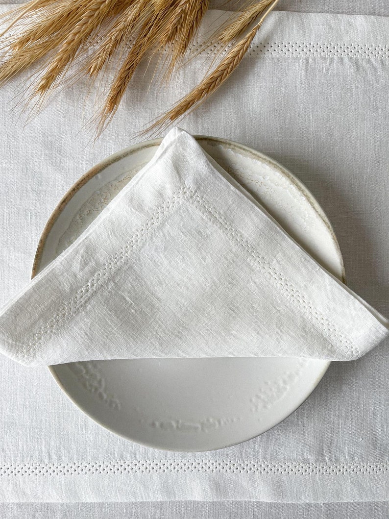 Linen Notes Hemstitch Napkins - Thumbnail 3