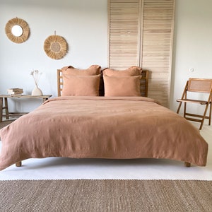 Boho Duvet Cover, Linen Duvet Cover, Washed Linen Quilt Cover in Tan, Linen Bedding, King Duvet Cover, Superking Duvet Cover image 2