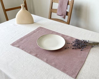 Dusty Rose Linen Placemats, Farmhouse Placemats set, Light Pink Cloth Placemat, Flax Placemats