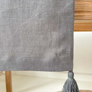 Linen Table Runner with Tassels, Magical Textured Table Decor, Soft Table Linen with Mitered Corners and Deep Hem, Farmhouse Dining Style image 3