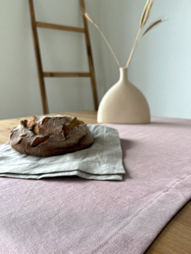 Light Pink Table Linen Runner, Nordic Table Runner, Summer Table Runner, Dusty Rose Table Runner image 6