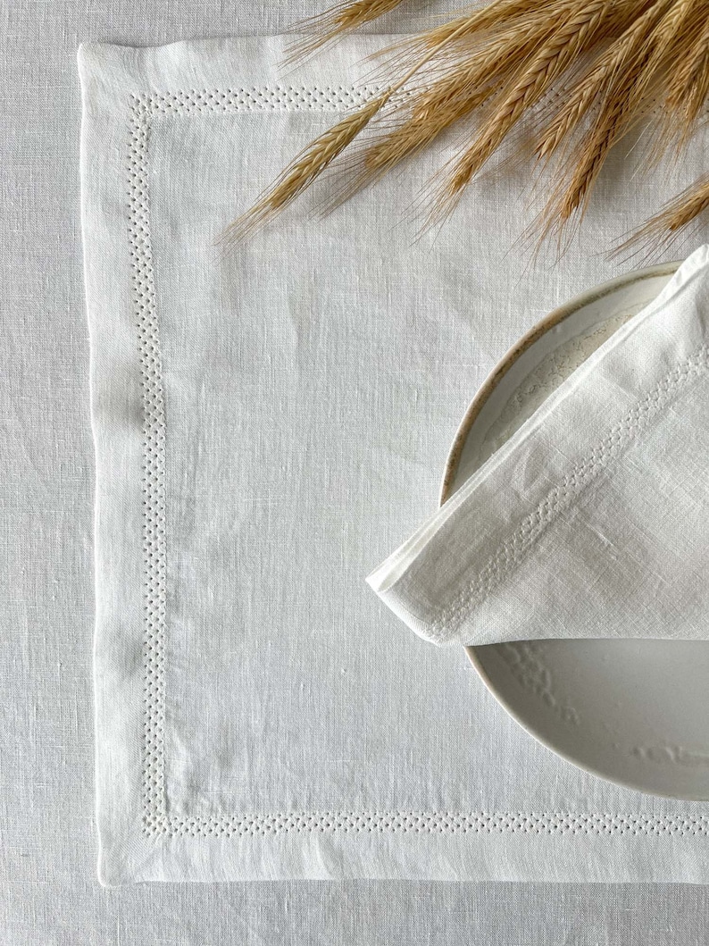 Linen Notes Hemstitch Napkins - Thumbnail 2
