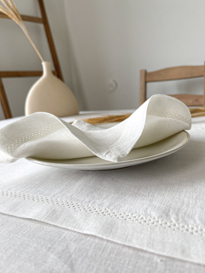 Linen Notes Hemstitch Napkins - Thumbnail 5