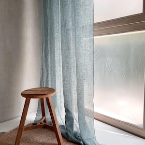 Airy Linen Curtain in Various Colors and Sizes, Lightweight Linen Treatments