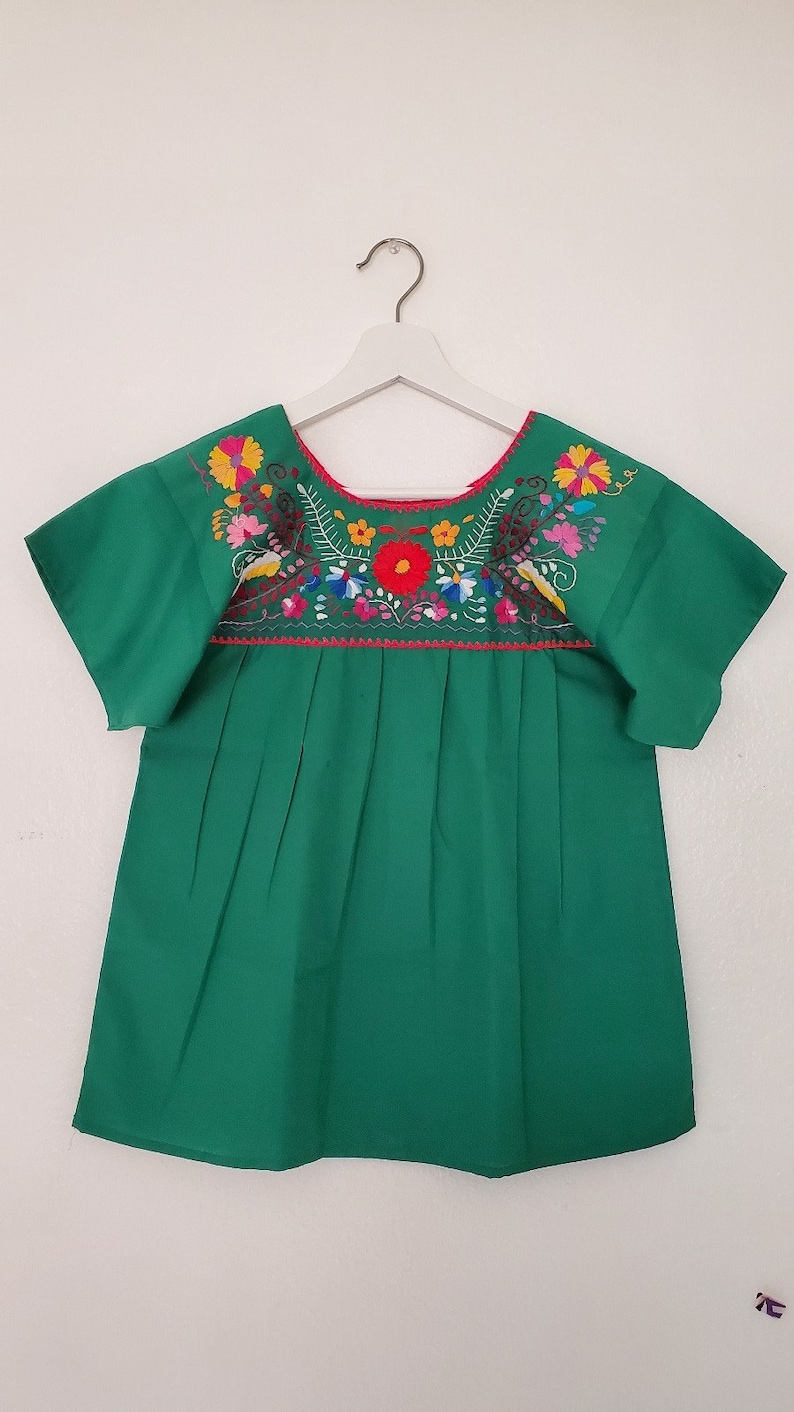Mexican embroidered flower blouse