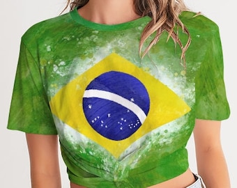 Brazil Crop Top Women | Brazilian Flag Crop Shirt | Brazil Soccer Fan Crop Top | Brazil Pride Crop Tee | Brazil Football Fan Shirt