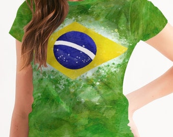 Brazil Flag Shirt Women | Brazil Soccer Shirt | Brazilian Flag T Shirt | Brazil Pride Shirt | Brazil Football Fan Tee