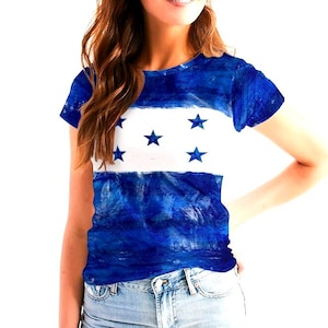 Honduras Flag Art T-Shirt, World Cup Outfit, Futbol Fan Tee