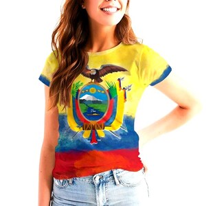 Ecuador Flag Art Tee Women, World Cup Outfit, Tricolor Soccer Shirt, Ecuadorian Pride
