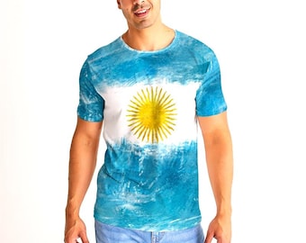 T-shirt da uomo con bandiera argentina, maglietta grafica Sole di Maggio, maglietta da calcio per i Mondiali
