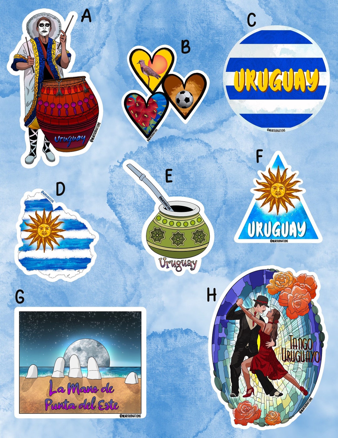 Uruguay Sticker Pack Etsy