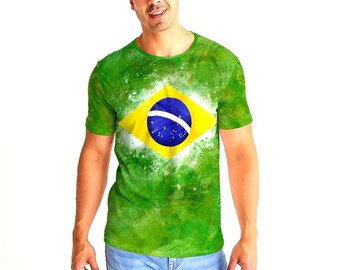 Brazil Flag Men T-Shirt, Soccer Fan Apparel, Brazilian Pride Tee, World Cup Outfit