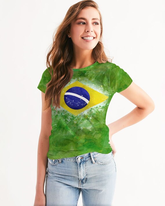 Brazil Flag Shirt Women | Brazil Soccer Shirt | Brazilian Flag T Shirt | Brazil Pride Shirt | Brazil Football Fan Tee