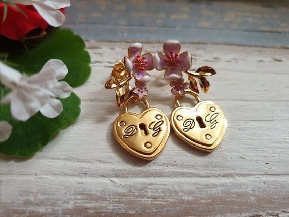 Dolce & Gabbana Floral Padlock Heart Earrings