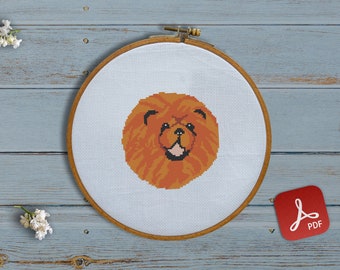 Chow Chow, Chinese honden, gezwollen leeuwenhonden, huisdieren, canis, kleine vrienden, pluizig, grappig, familie - moderne kruissteek, kunst aan de muur, Xstitch-patroon