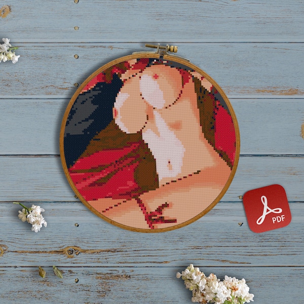 Vampire Boobs, Bra, NSFW, Cartoon Breast, Woman, Lady, Tits, Mature, Cancer, Sexy, Legs, Female - Modern Cross Stitch, X stitch pattern