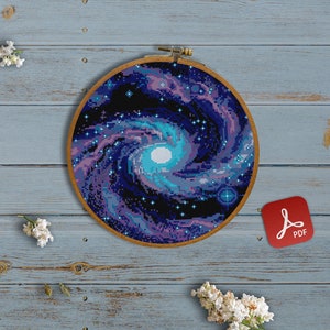 宇宙、銀河、光、彼方、宇宙飛行士、宇宙、月、NASA、宇宙、外の世界 - モダンクロスステッチ、ウォールアート、Xステッチパターン