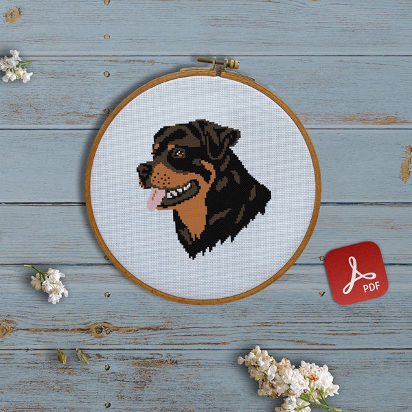 Rottweiler, Metzgerhund, Alemania, Perros, Mascotas, Canis, Pequeños Amigos, Fluffy, Divertido, Familia - Punto de Cruz Moderno, Arte de Pared, Patrón Xstitch