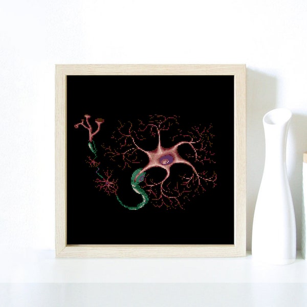 Neuron, Nervous system, Synapses, Hospital, Doctor, Anatomy, Autopsy, Human Body, Medic - Modern Cross Stitch, Wall Art, X stitch pattern