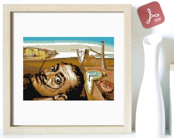Timeless, Salvador Dali, Painter, Art, Artist, Drawing, Surrealism, Expressionism, Face - Modern Cross Stitch, Wall Art, X stitch pattern