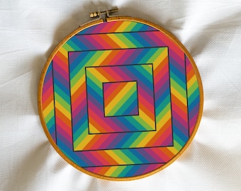 Color Ornament, Rainbow colors, Optical illusion, Color wheel, Multi color, Motive, Style - Modern Cross Stitch, Wall Art, X stitch pattern