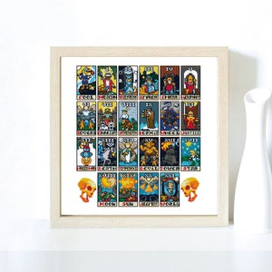22 en 1, Cartas del Tarot, Cartas, naipes, Invocación, Paquete de brujas, Magia, Paquete de iconos, Fatum - Punto de cruz moderno, Arte de pared, Patrón de puntada X