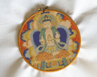 Buddha art, meditator, spiritual teacher, Buddhism, Enlightened, India, Guru, Sculpture - Modern Cross Stitch, Wall Art, X stitch pattern