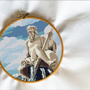 Ancient greek statue, Prehistorical God, Gypsum Sculpture, Apollo, Farnese Hercules - Modern Cross Stitch, Wall Art, X stitch pattern