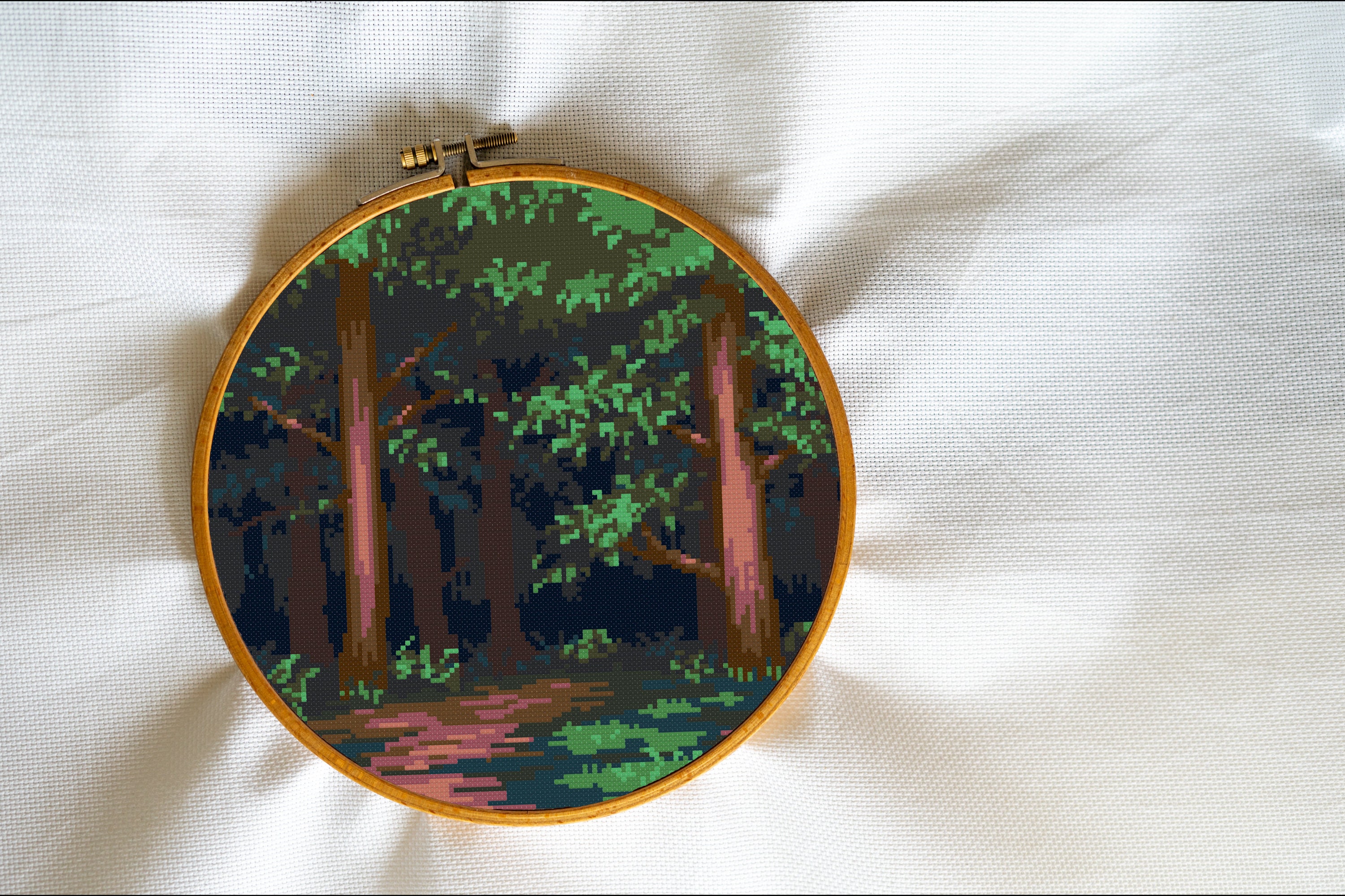 Forest, Wood, Jungle, Sunset, Darkness, Alone in dark, Solitude, Moody, FU, Brakelon  - Modern Cross Stitch, Wall Art, X stitch pattern
