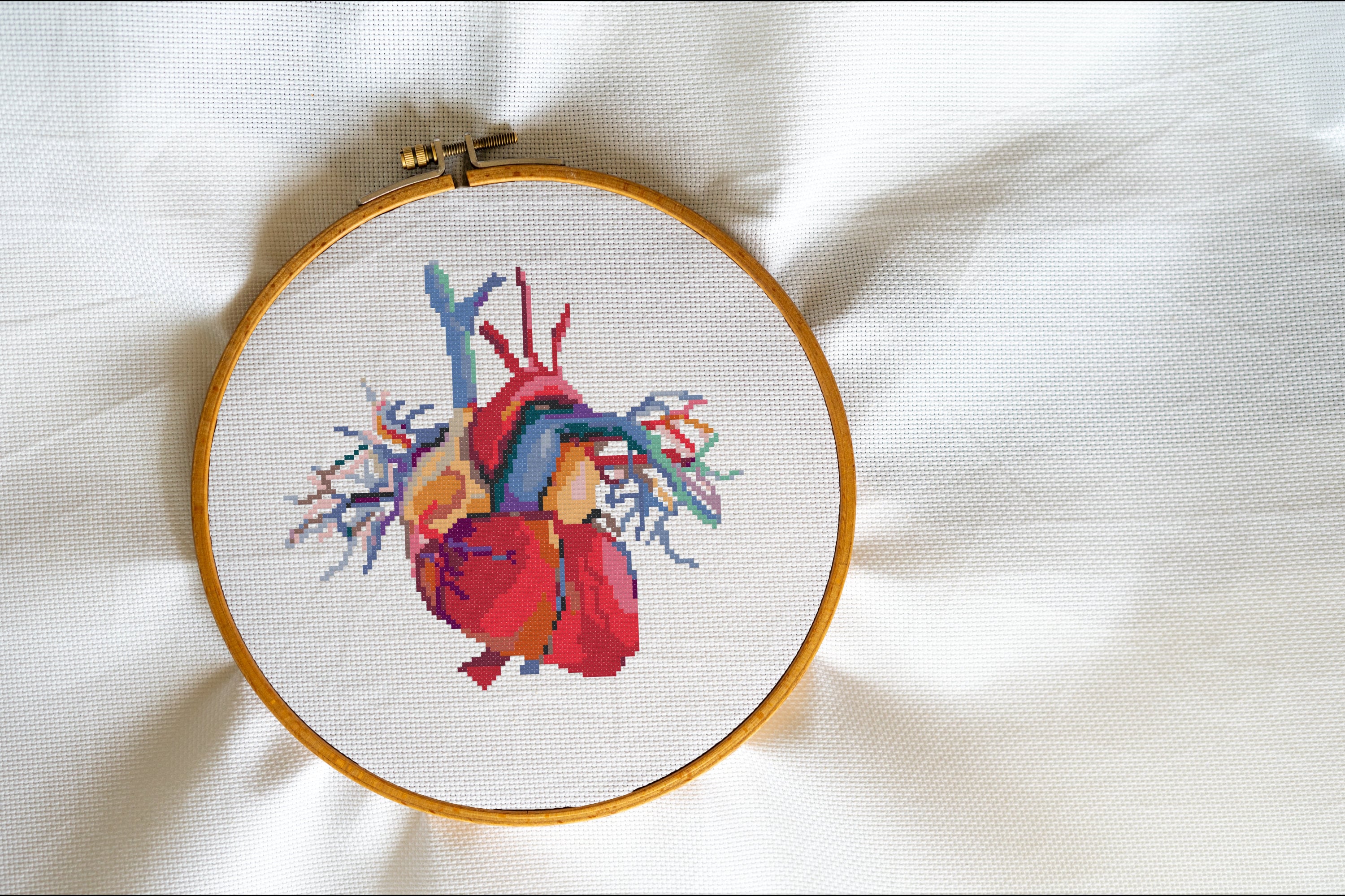 Human Heart, Vessels, Vascular System, Anatomy, Autopsy, Doctor, Hospital, Organs, Medic  - Modern Cross Stitch, Wall Art, X stitch pattern