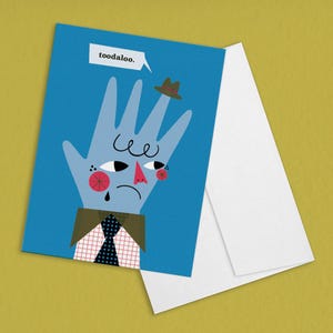 Toodaloo - solo por ahora... Tarjeta de despedida A6 con sobre, nos vemos pronto, despedida, ilustración ilustrada, divertida y peculiar.