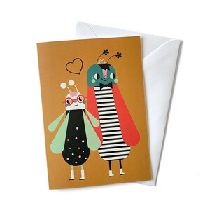 Cartão de felicitações em branco Love Bugs - 4,13" x 5,83" com envelope
