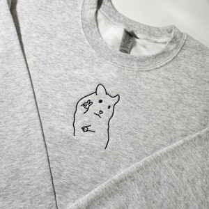 Peace Sign Hamster Embroidered Sweatshirt