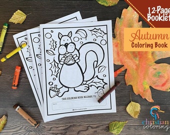 Fall Christian Coloring Book | Autumn Season Bible Theme | 12-Page Booklet